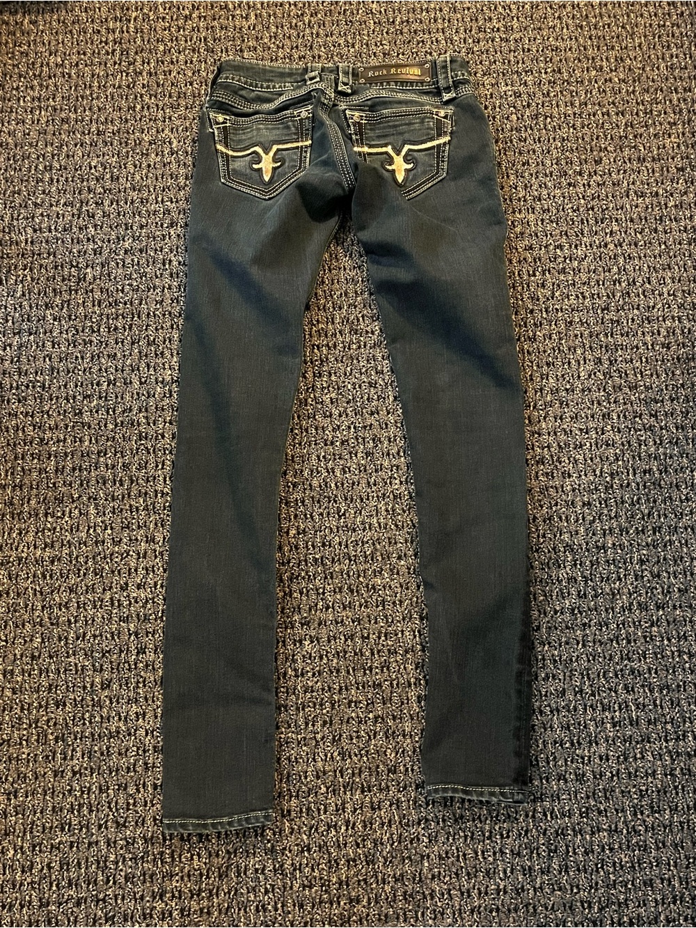 Rock Revival Jacklyn Jeans Women’s Skinny Size 27 Gold Rhinestone